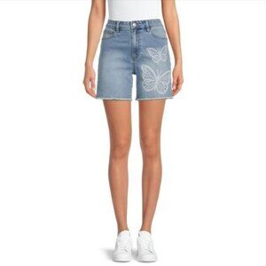 No Boundaries Juniors Size 17 Shorts Butterfly High-Rise Denim Blue Cutoff